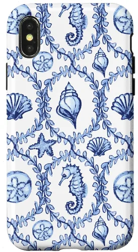 Vista 5 de Funda náutica para iPhone 12 Pro Max Coastal Nieta Preppy Shells náutica blanca azul mar