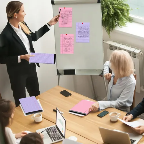Vista 6 de 12 paquetes de blocs de notas de 5" x 8", blocs de notas de tamaño legal con renglones anchos, blocs de notas de escritura de color rosa y morado