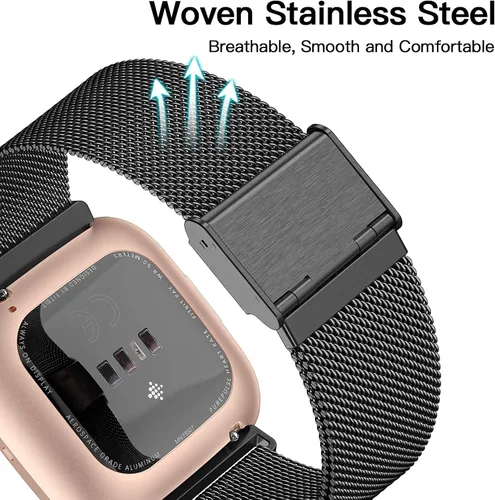 Vista 2 de Maledan Correa de metal compatible con Fitbit Versa 2 correas para hombres y mujeres, accesorios de repuesto de malla de acero inoxidable ajustable