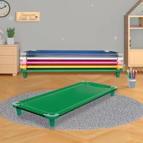 Vista 3 de Acrimet Cuna siesta para niños, cama portátil para niños pequeños, apilable, 52 pulgadas de largo (tubos de acero inoxidable)