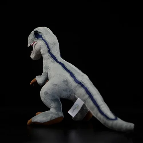 Vista 7 de lilizzhoumax Velociraptor - Peluches realistas de velociraptor gris, animales de peluche suaves, juguetes realistas de 17 pulgadas, relleno