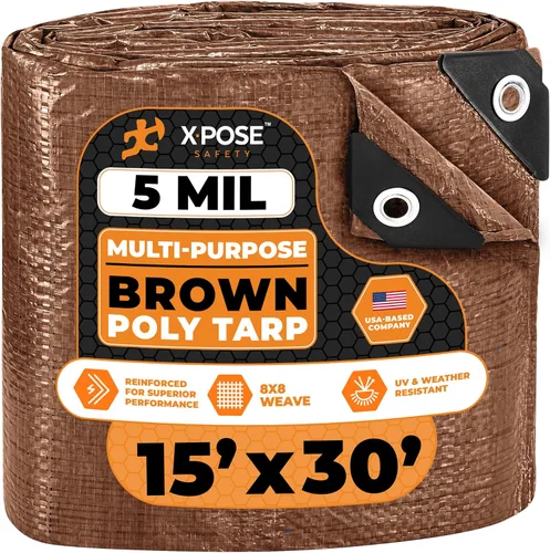 Vista 92 de Xpose Safety - Lona de polietileno ligera azul – Funda protectora multiusos, paño de goteo – duradero, impermeable, resistente a la intemperie