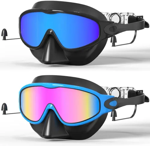 Vista 9 de Gafas de natación para niños, paquete de 2 gafas de natación de protección completa, sin fugas, antivaho para niños de 3 a 14 años
