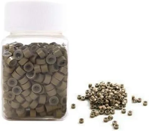 Vista 10 de 500 anillos de silicona con microeslabones de 0.197 in para extensiones de cabello, herramientas de microenlaces de aluminio para extensiones
