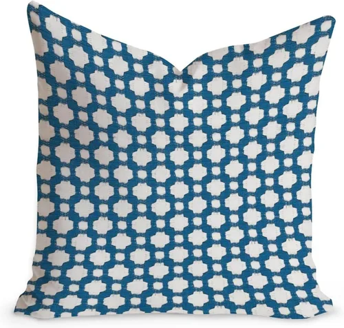 Vista 24 de Cojín de cojín verde salvia con rayas geométricas estilo granja enrejado imperial geométrico verde para sofá, funda de cojín de doble cara, 24 x 24