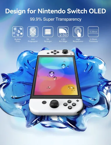Vista 2 de ivoler Paquete de 2 protectores de pantalla de vidrio templado mate para Nintendo Switch modelo OLED, protector mate antirreflejos con marco