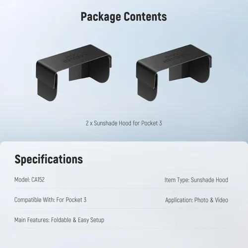 Vista 6 de NEEWER Funda protectora de bolsillo 3 con mosquetón y 2 fundas de sombrilla compatibles con DJI Osmo Pocket 3 Gimbal Camera, resistente a prueba