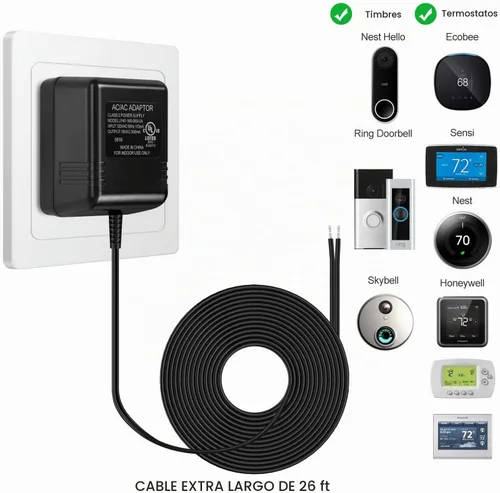 Vista 2 de Adaptador de corriente para timbre Nest, fuente de alimentación de transformador de 18 V para timbre de video y Pro