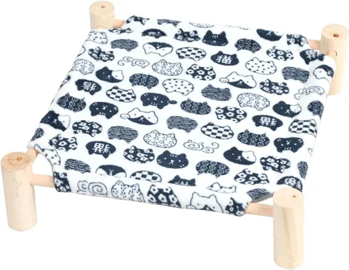 Vista 20 de Patas Lague Hamaca para gatos y perros, cama para perros pequeños, de madera, para gatos, mascotas, conejos, refrigeración, elevada