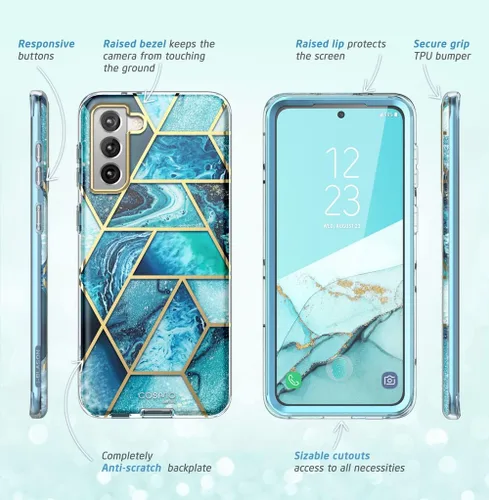 Vista 7 de i-Blason Cosmo Series - Funda para Samsung Galaxy S21 FE 5G (versión 2022), funda protectora delgada y elegante con protector de pantalla integrado