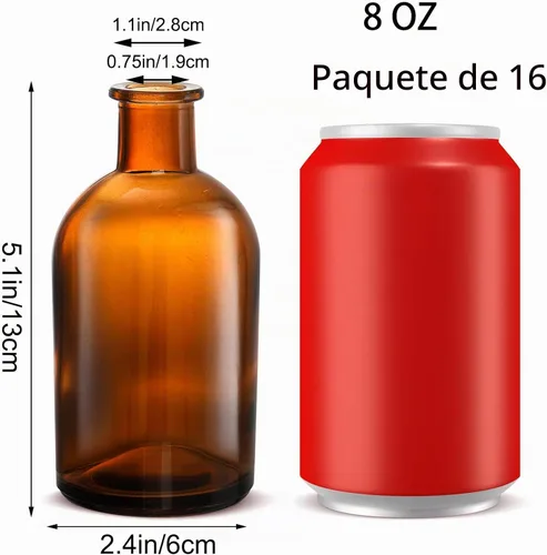 Vista 2 de YOUEON Paquete de 16 jarrones de vidrio ámbar para brotes, jarrones pequeños para brotes a granel, jarrones de flores de vidrio para centros