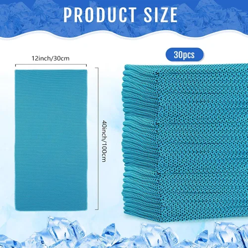 Vista 3 de Hosuly Paquete de 30 Toallas Refrescantes, 40"x12" Hielo Transpirables Suaves Frías Paño de Sudor Microfibra Paños de Entrenamiento para Gimnasio
