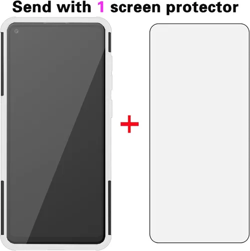 Vista 3 de Asuwish Funda de teléfono para Samsung Galaxy A21S con protector de pantalla de vidrio templado y soporte delgado, funda protectora híbrida