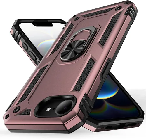 Vista 23 de Korecase Funda de teléfono para iPhone 16 con anillo de soporte, grado militar, a prueba de golpes, cuerpo completo, protección resistente para Negro