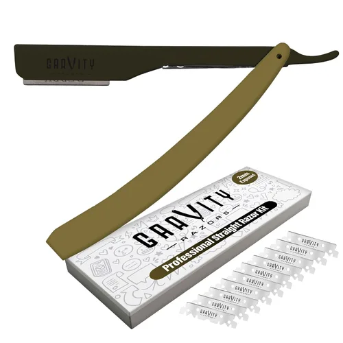 Vista 16 de Kit de afeitado manual GRAVITY RAZORS Profesional – Exposición Ultra, Incluye 10 Hojas Premium, 2mm Expuestas, Negro Mate