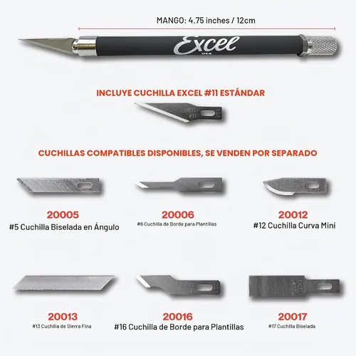 Vista 6 de Excel Blades K18 - Cuchillo para manualidades de agarre suave, color rojo