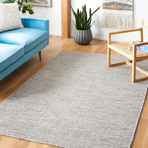 Vista 8 de SAFAVIEH Natura Collection Alfombra de pasillo, 2 pies 3 pulgadas x 9 pies, gris y marfil, lana hecha a mano, ideal para zonas de alto tráfico