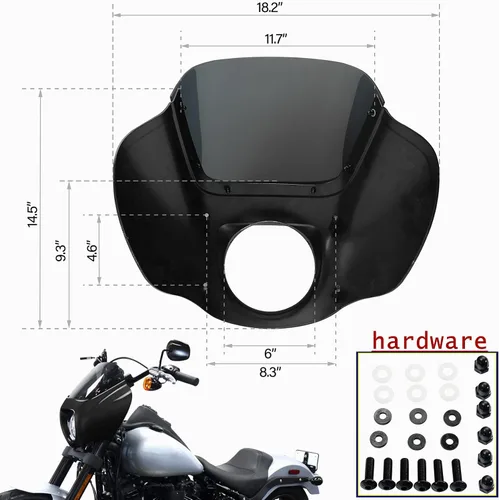 Vista 6 de HR3 Carenado y parabrisas de mezclilla gris industrial/negro de mezclilla compatible con Harley Softail Street Bob/114 FXBB/S 2018 y posteriores