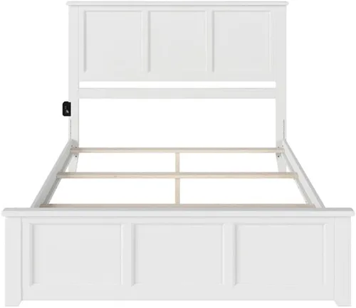 Vista 4 de Cama con plataforma de panel Queen en blanco