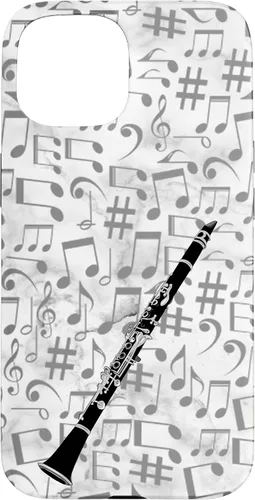 Vista 6 de Clarinet Phone Case - Music Notes - White Background Case for iPhone 17