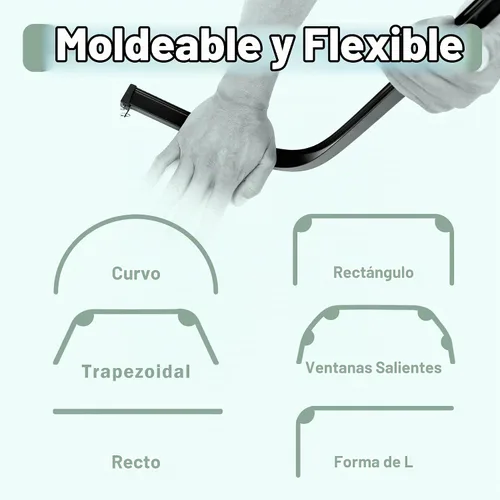 Vista 9 de Riel de Cortina de Techo Flexible, Rieles de Cortina Divisores de Habitación Curvables con Clips para Montaje en Techo, Rieles de Cortinas