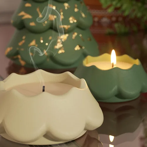 Vista 5 de BOOWAN NICOLE Vasos de vela apilables para árbol de Navidad con tapa, moldes de silicona, moldes modulares de silicona para árbol de Navidad