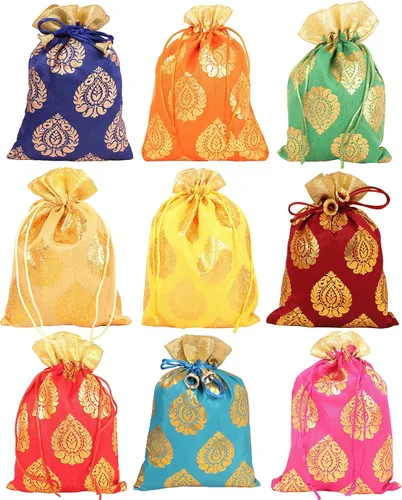 Vista 31 de Touchstone Drawstring Bags Indian Handcrafted Pouches Potli for Gifts Elefante_Multicolor (paquete de 20)