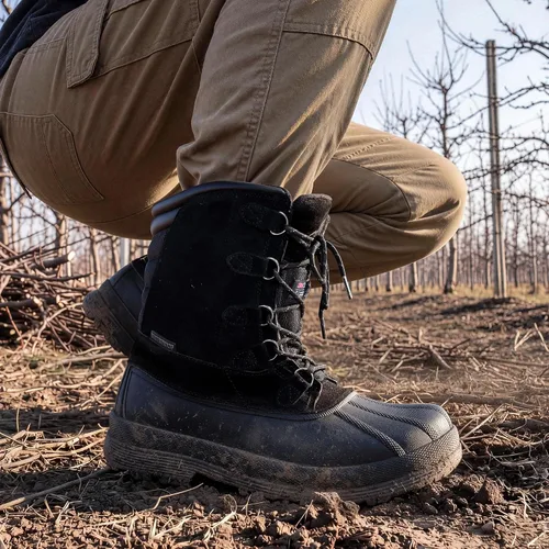 Vista 2 de NORTIV 8 Botas de nieve impermeables y aisladas para hombre para trabajo en invierno Negro