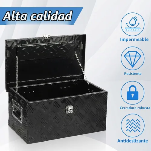 Vista 3 de Caja de herramientas de aluminio para caja de camión de 20 pulgadas con asas laterales, cerradura Negro