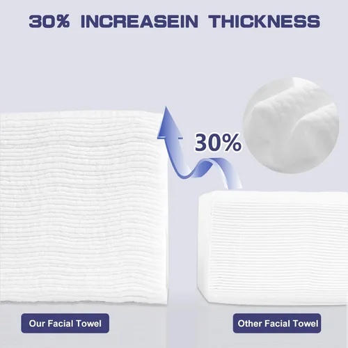 Vista 5 de Toalla facial desechable, 100 toallas faciales para lavar toallitas secas de algodón suave, toallas faciales para lavado y secado, tejido facial