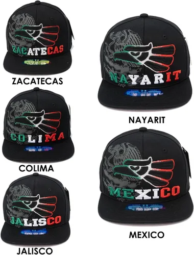 Vista 4 de Mexicano Mexico Sombrero Mexico Eagle Aguila Bordado Snapback Flat Bill Gorra de béisbol