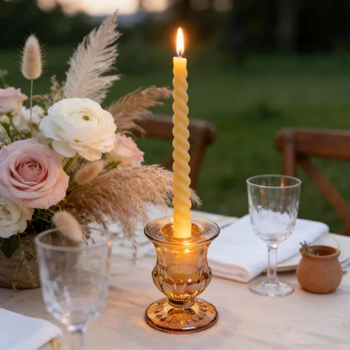 Vista 6 de 48 Portavelas Cónicos de Vidrio Transparente a Granel, Candeleros Pequeños de 2.5 Pulgadas, Elegantes Centros de Mesa para Bodas, Navidad, Día