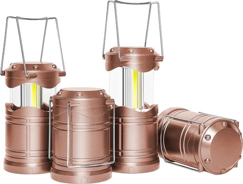 Vista 23 de Lichamp Linterna LED para campamento, paquete de 4 linternas alimentadas por batería para cortes de energía, luz colgante plegable portátil esencial