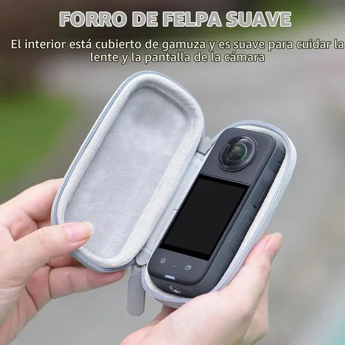 Vista 8 de BRDRC Funda de transporte para Insta360 X3, bolsa de almacenamiento portátil, funda protectora de lente, funda protectora de carcasa rígida de viaje