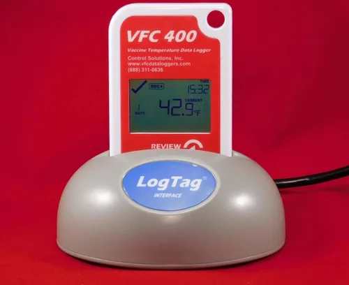 Vista 2 de Control Solutions VFC400-KIT Kit de registro de datos de monitoreo de vacunas, rojo/blanco