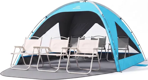 Vista 23 de Wolfwise Tienda de playa Refugio de sol portátil, Cabaña estándar de la Shade Beach Essentials, protección UV UPF 50+ y fácil instalación, ventanas