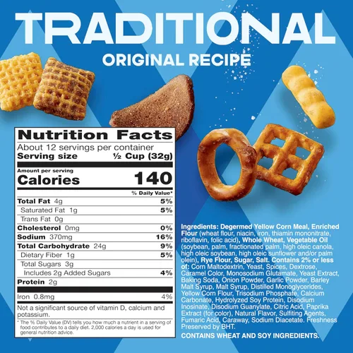 Vista 2 de Traditional Chex Mix, receta original, tamaño familiar, 12.5 oz