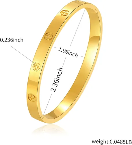 Vista 2 de YUFANHY Brazalete de acero inoxidable chapado en oro de 18 quilates para mujeres y niñas, regalos novedosos para mujeres y mujeres, pulsera