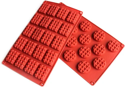 Vista 9 de Juego de 2 piezas/juego de moldes de silicona para gofres de 18/20 cavidades, molde para hornear galletas, molde para hornear, herramienta