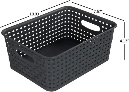 Vista 2 de Paquete de 6 cestas pequeñas de tejido, cesta de plástico para almacenamiento