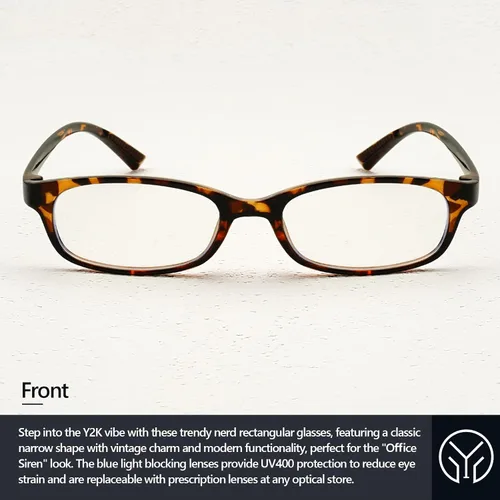 Vista 7 de Lentes rectangulares de moda para mujeres y hombres, anteojos cuadrados estrechos con bloqueo de luz azul, anteojos falsos Y2K Cosplay