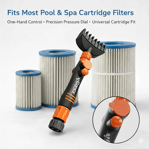 Vista 4 de Concy Limpiador de filtro de spa para bañera de hidromasaje y filtro de cartucho de piscina, conector de manguera de jardín, compatible con filtro