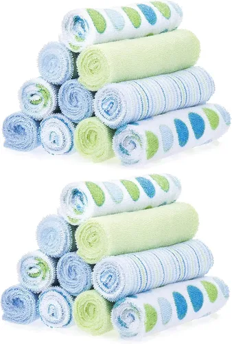 Vista 12 de Spasilk Juego de toallitas para niños y niñas recién nacidos, juego de toallas de rizo suave, paquete de 10, burbujas aguamarina, (010-1201)