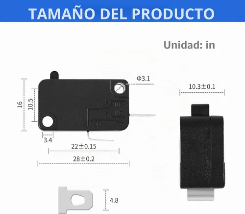 Vista 4 de Paquete de 2 microinterruptores de repuesto para freidora de aire