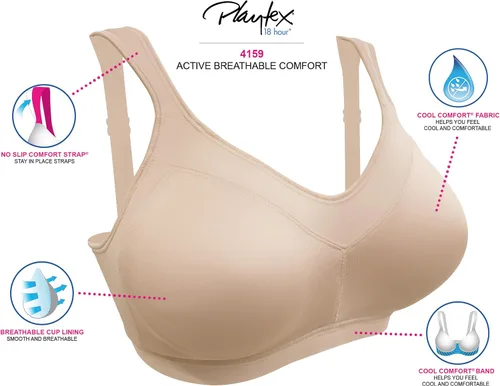 Vista 5 de Playtex - Brasier de cobertura completa para un estilo de vida completamente activo de 18 horas al día, para mujer, #4159
