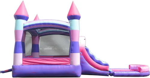 Vista 3 de Pogo Bounce House Tobogán acuático inflable y piscina, rosa Rosa Deluxe