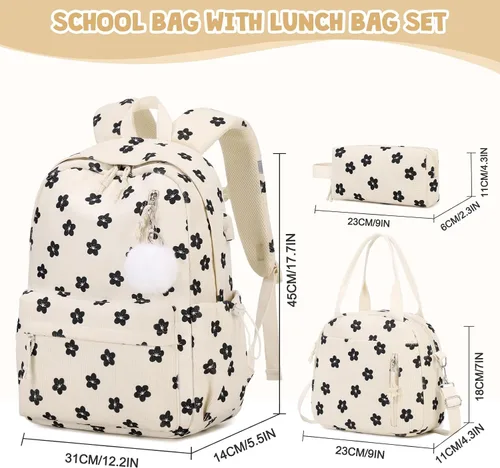 Vista 2 de Mochila 20, Beige flor, Grande, Mochila
