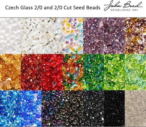 Vista 3 de John Bead Cuentas de cristal checo 2/0 opacas blancas para manualidades de joyería, viales de 2.33 oz (3 x 0.78 oz)
