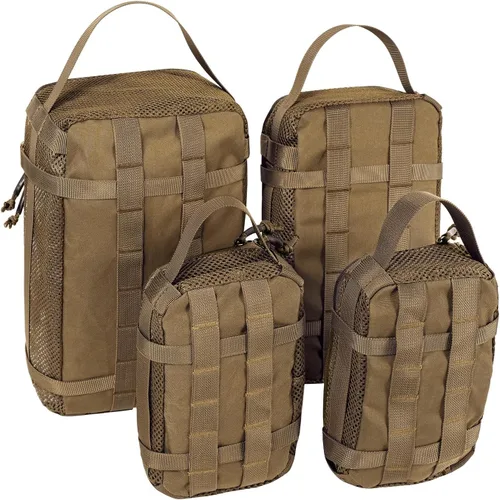 Vista 32 de Juego de 4 cubos de embalaje tácticos, bolsa de almacenamiento de malla compresible, organizador portátil Edc Molle.