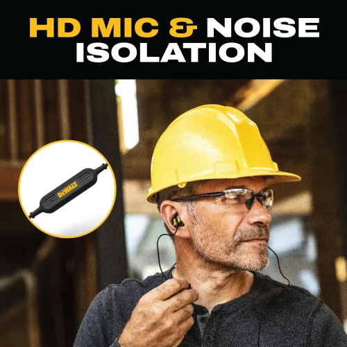 Vista 4 de DEWALT Auriculares de Banda para el Cuello Bluetooth de Servicio Pesado - Edición Especial Negra, Auriculares Inalámbricos Bluetooth 5.2